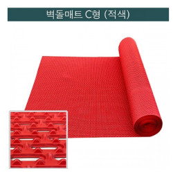 미끄럼방지 벽돌매트C형(고급형) 폭120cm x12m 적색 /수영장,사우나매트